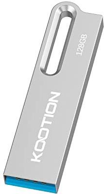 KOOTION 128 GB Flash Drive Metal Waterproof USB Drive USB 3.0 Ultra High Speed Memory Stick with Keychain, Portable Thumb Drive for PC/Tablets/Mac/Laptop(128 GB 3.0, Silver)
