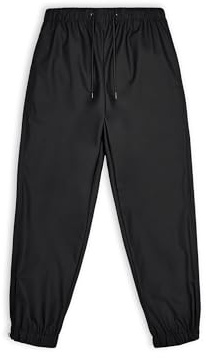 RAINS Pants Regular - Black Lightweight Waterproof Pants for Men and Women with Elastic Waistband, Breathable Fit, Windproof Finish and Welded Seams - 2 Year Warranty