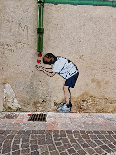 time4art BANKSY Water Wasser Love Rain Grafiken Print Canvas Bild auf Keilrahmen Leinwand 80cm x 60cm