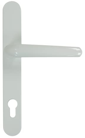 UAP Signature Aluminium Door Handle White, 243mm Long Backplate, 92PZ Euro Cylinder Lock, 210mm Screw Centres, External Door Handle for uPVC, Composite & Timber Doors