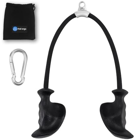 HXD-ERGO Tricep Rope with Ergonomic Handles, 36 Inch Tricep Pull Down Rope for Cable Machine, Pulley System, Triceps Rope Cable Attachment for Gym, Home (Black)