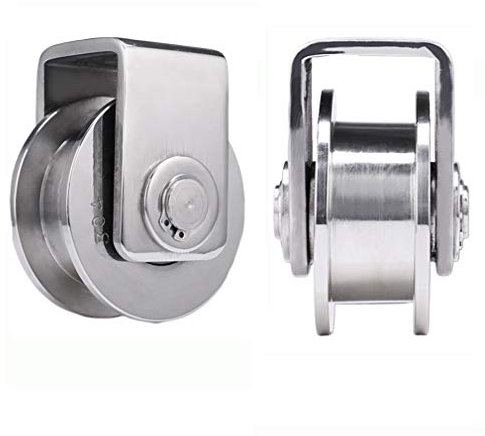 YANYUESHOP Set mit 2 industriellen 304 Edelstahl H-Nut-Gleitrad-Rollenschiene, starre Lenkrollenlager, Schiebetürrolle, für Vierkantrohr/I-Schiene, mechanischer Wagen (2,7 Zoll/68 cm)