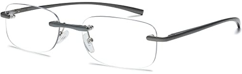 Lanomi Rahmenlose Lesebrille Damen Herren Blaulichtfilter Rechteckig Lesehilfe Ultraleicht Randlose Anti Blaulicht Computer Brille 1.0 1.5 2.0 2.5 3.0 3.5 4.0 Grau 2.5