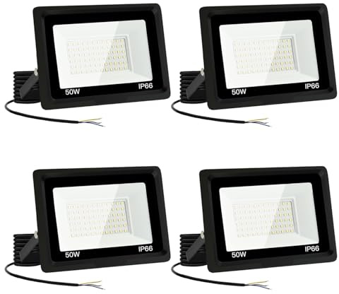 Jefedana 4x50W Projecteur LED,spot led extérieur 5000LM Super Brillant Exterieur IP66 Etanche 6000K Blanc Froid pour Garage, Jardin, Terrace, Cour