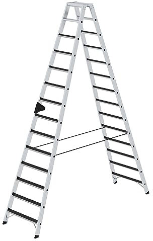 PROREGAL Stufen-Stehleiter | beidseitig begehbar mit Clip-Step R13 | 2x14 Stufen | Leiter, Teleskopleiter, Trittleiter, Bockleiter, Sprossen-Doppelleiter
