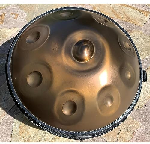 IkErna Handpan Drum Instrument 22 '' Handtrommel 9 Noten, Stahltrommeln Handpans Mit Stand, Kurd Mino, Gold