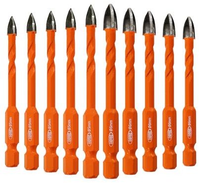 BGTEC Punte per trapano in carburo cementato, 10 pezzi, gambo rapido da 5 mm x 5 mm x 6 mm x 5 mm, a spirale, in lega dura, per legno, plastica, muratura, piastrelle di ceramica, cemento, marmo