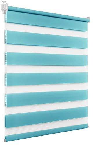 Tenda Avvolgibile Oscurante 40 x 90 cm Blackout, Per Privacy Tende a Rullo Oscuranti Su Misura Con Catenella Laterale Per Bagno,Cucina, Blu Cielo