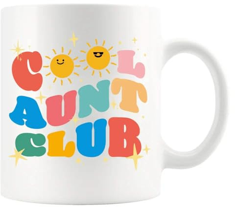 Cool Aunt Club Auntie Gifts Mother's Day Gift From Niece Nephew Sister Ceramic Coffee Mug 11oz White 11 oz | Aunt Gift From Niece Nephew Sister Coffee Mug Novelty Drinkware