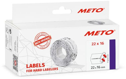 Meto Preisauszeichner Etiketten - Vordruck « A consommer jusqu’au » (22x16 mm, 2-zeilig, 6.000 Preisetiketten, weiß, permanent