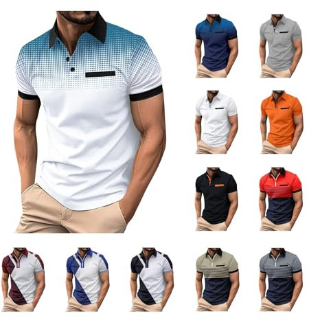 Polohemd Herren Regular Stretch Poloshirt Kurzarm Casual T Shirt 2024 Regular Sommershirt Passform Workout Sportshirt Komfortables Fitness Sweatshirt Freizeit Bequeme Outdoorshirt