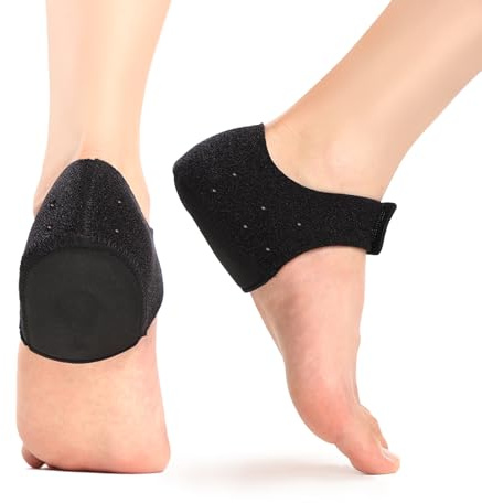 Plantar Fasciitis Heel Cup Protectors - Promifun Heel Cups for Heel Spur,Achilles Tendinitis,Cracked Heels,Heel Pain Relief Products - Gel Heel Cushion Pads,Black,Large:Women 9.5-13 / Men 8.5-14