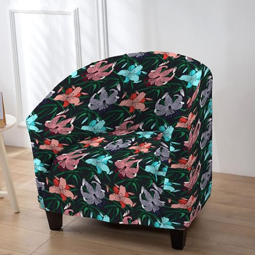 Surwin Sesselbezug Sesselschoner mit Elastisch Stretch Husse, 3D-Druck Sesselüberwurf Universal Chair Schonbezug Sofabezug für Clubsessel Lounge & Cocktailsessel (Grün)