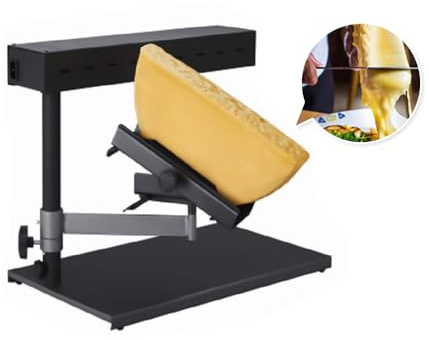 hzexun Commercial Raclette Cheese Melter Electric Raclette Machine Swiss Dish Maker Demi Melting Warmer Adjustable Angle for Half Nacho Cheese Wheel Sliced Cheese