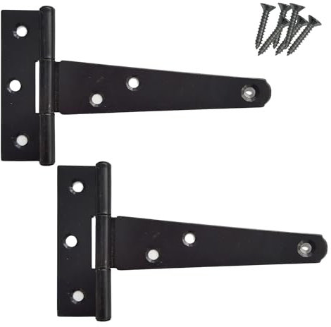 Keypak 2 Pack 100mm (4) T-Hinges Black Japanned, Durable Metal Tee Hinges with Rustproof Coating, Ideal for Shed Doors, Cabinets, Wooden Gates & Small Barn Doors