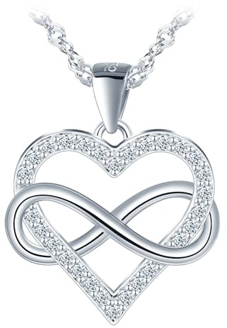 MOOFUN Collier avec pendentif en forme de cœur infini pour femme et fille en argent 925 avec zircon infini pour maman, femme, petite amie, femme, collier pour anniversaire, Saint-Valentin, fête des