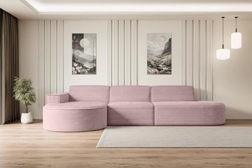 ALTDECOR Ecksofa in L-Form Corner Sofa Bett Eckcouch Couch Wohnlandschaft Cauchsofa MARI-L2-328x171x79,5 cm Rosa
