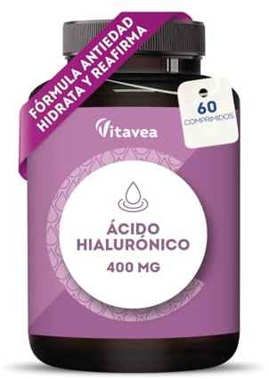 Ácido Hialurónico Puro 400 mg Vegano - Anti-Edad e Hidratación - Fórmula de Alta Absorción - 60 Comprimidos - Vitavea