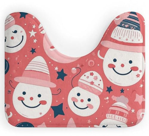 U-förmiger WC-Vorleger, super saugfähig, Badezimmerteppich, Schneemann und Sterne, ultraweich, rutschfest, Badematte, Kontur-Badteppich, waschbar, Duschboden, Teppich für Toilettenboden