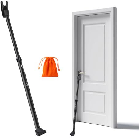 MIGUBIGU Barra di Sicurezza Regolabile per Porte, Securite Porte d'Entrée, Regolabile 59-123 cm, Barra Sicurezza Porta per Porte e Finestre Scorrevoli, per Appartamenti, Camere di Hotel e Case Nero