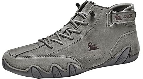 Generisch Barfußschuhe Herren Leder Hoch Alpaca Barfuss Schuhe Cowboystiefel Italienische Wandern Wasserdicht Sneaker Barefoot Shoes Bootsschuhe, Grau, 40