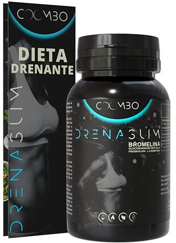DRENASLIM® Drenante Gambe con Bromelina, Carnitina, Glucomannano, Betulla, 60 Capsule, per Cellulite e Ritenzione Idrica Gambe, Detox Naturale, Diuretico Made in Italy