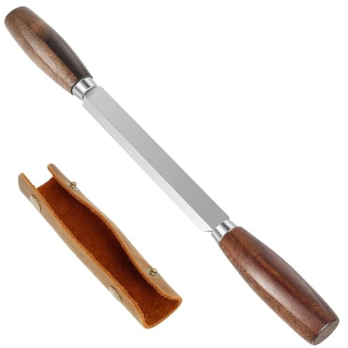 GWCYMYD Zugmesser Klingenlänge 146mm Ziehmesser mit Lederscheide Ziehklingenstahl Holzschnitzwerkzeuge zum Formen Schnitzen von Holz