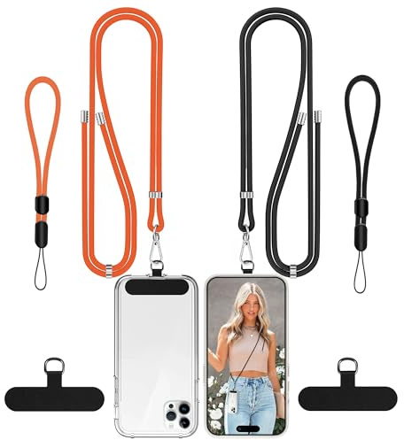 COCASES Phone Lanyard Crossbody with Tabs Adjustable Anti-Theft Wrist Strap | 2 Pack Phone Nylon Strap for Neck Multifunctional Universal Cellphone Chain for Outdoor Travel Compatible with Smartphone