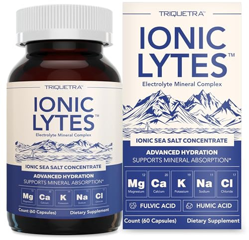 Ionic Lytes™ Electrolyte Mineral Complex with Ionic Sea Salt, Fulvic & Humic Acid - Supports Hydration, Electrolyte & Mineral Balance & Muscle Function (60 Capsules) - Soy-Free, Gluten-Free, cGMP