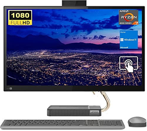 Lenovo IdeaCentre 5 AIO, ordinateur de bureau tout-en-un à écran tactile FHD de 23,8, processeur AMD Ryzen 7 5700U, 16 Go de RAM, 1 To SSD, WiFi6, Bluetooth, Webcam, clavier et souris sans fil