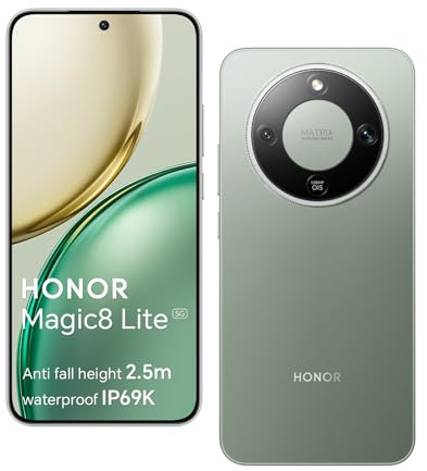 HONOR Magic8 Lite Smartphone 5G, AI Camera 108MP, 7330mAh Batterie, 8GO 256GO Telephone Portable, Écran de 6,79 Pouces, Qualcomm Snapdragon 6Gen4, 2,5m Anti-Chute, IP69K IP68, Vert