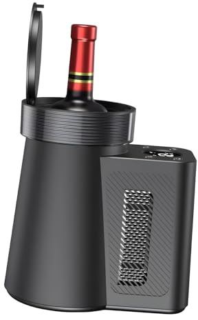 Enfriador de vino eléctrico, enfría rápidamente el vino en 15 minutos, control táctil, diseño portátil, construcción de acero inoxidable, tapa de silicona