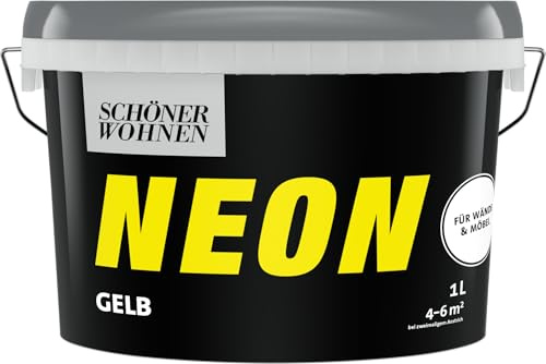 1L Schöner Wohnen NEON Wand- und Möbelfarbe, Gelb, seidenmatt
