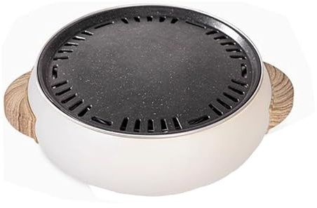 Parrilla de barbacoa portátil redonda, Plancha eléctrica multifuncional (eléctrica y de carbón), sin humo, antiadherente, desmontable, 1350 W, apta for terrazas y camping al aire libre.