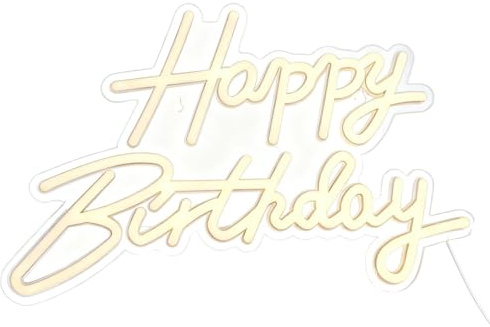 Pannello neon Compleanno – Luce al neon bianca calda | Arte murale artistica artistica alimentata da USB per decorazioni di festa | Pannello luminoso di compleanno moderno – per uomini, donne