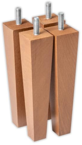 IPEA 4x Piedini in Legno per Mobili e Divani modello JULIUS - Altezza 200 mm – [ DESIGN ELEGANTE ] - Set di 4 Piedi in Legno Grezzo per Armadi, Poltrone, Arredamento Casa - Gambe per Letti – Vite M10