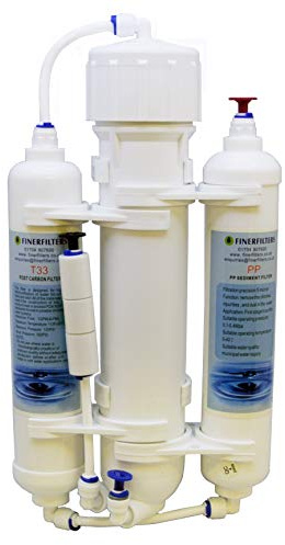 Finerfilters - Sistema di filtraggio dell'acqua per acquario, a osmosi inversa, 3 stadi tropicali, pesci, marini e discoteche, disponibile con membrana da 50,75 o 100 GPD (100 GPD)