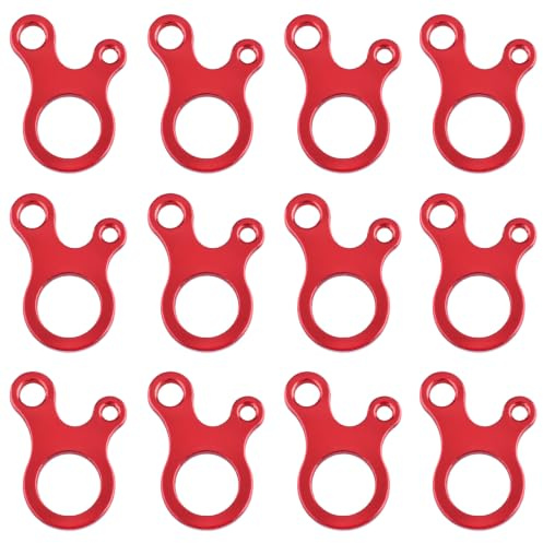 TRIWONDER Aluminiumlegierung Guyline Zeltleinenspanner Zeltzubehör Cord Adjuster Zelt Spanner Seil Teller Seilspanner für Zelt Wandern Camping (Rot (Schneckenform) - 12 Stück)