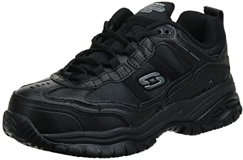 Skechers Men's Soft Stride Grinnel M Industrial Shoe, Black Leather/Black Mesh, 11 UK