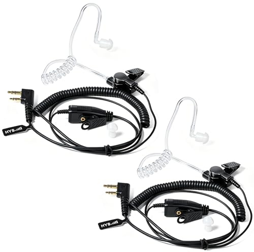 HYS Funkgerät Ohrhörer Kompatibel mit Baofeng UV-5R Mini BF-888s Kenwood | Schallschlauch Kopfhörer für Baofeng Quansheng UVK5 Kenwood Walkie Talkies, Security Headset mit Mikrofon und PTT(2)
