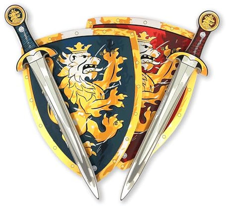 Liontouch - Edle Ritter-Spielzeugschwerter & Schilde für Zwei Jungen, Blau/Rot - Für Kinder von 3-8 Jahren | Mittelalterliches Set aus sicherem Schaumstoff | Perfekt für Ritterspiele & Verkleidung