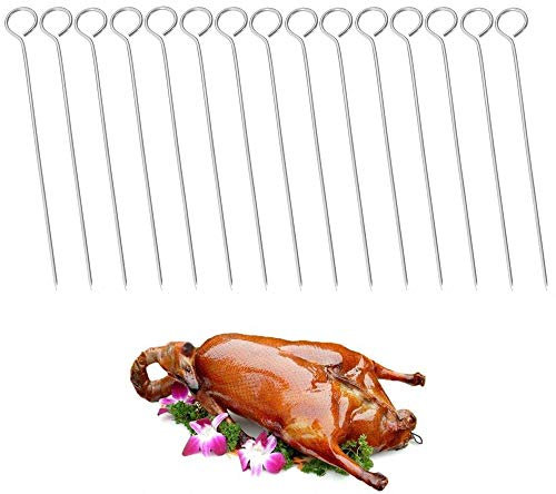 6 inch 100% Food-Grade 304 Stainless Steel Turkey Lacers, roll Needles, Meat Needles, Metal skewers, Cocktail skewers for Trussing Turkey and Poultry (15Pack)