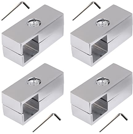 Yibuy Silberner Vierkantrohrverbinder, 2-Wege-Klemme, Rackfitting für 2,5 cm Rohre, 4 Stück