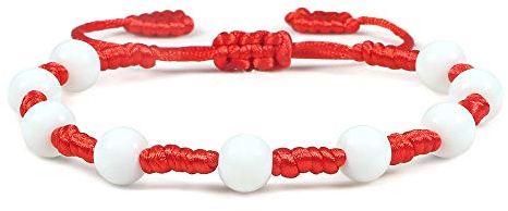 Bracciale Intrecciato,Corda Rossa Con Reiki Bianco Pietra Naturale In Rilievo Intrecciato Braccialetti Con Ciondoli Regolabili Vintage Fortunato Regalo Di Amicizia Per Ragazzo Ragazza Coppie Uomo Do