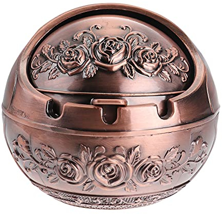 VORCOOL Retro Antique Cigarettes Ashtray with Lid Indoor Outdoor Home Bar Rose Gold