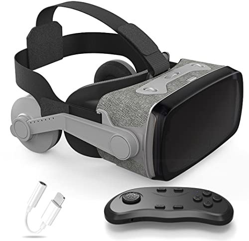 Gafas de Realidad Virtual, 3D VR Gafas con Controlador Bluetooth para Juegos Visión Panorámico VR Glasses para iPhone 13 Pro Max/13 Pro/13/12/11, para Samsung Galaxy S21, Huawei, Xiaomi