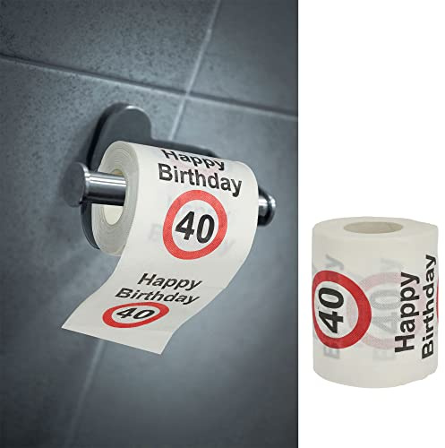 Toilettenpapier Happy Birthday │40.Geburtstag 24 Meter 2-lagig 180gr/qm │ Klopapier Motivpapier WC-Papier (1 x Toilettenpapier 40)