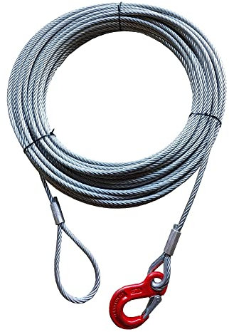 ALFA LOGISTIK® ANSCHLAGSEIL HAKEN - ÖSE Lasthaken Bauhaken Forstseil Kranseil Hebeseil Drahtseil Stahlseil Durchmesser 20mm Länge: 1-30m (1m)