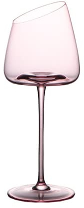 HALAWAKA Copas de vino tinto biseladas de cristal sin plomo (2 unidades, copas de vino de cristal estilo flamenco rosa, copas de champán, copa de cóctel burdeos)