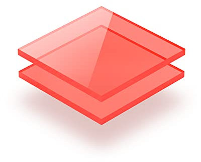 Acrylglasplatte Fluoreszierend rot 3 mm - Rechteck in Abmessungen von 10x10 cm bis 110x230 cm. UV-beständig, hochwertiges PMMA, Schutzfolie an beiden Seiten, ohne scharfe Kanten.